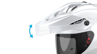 Visor shaped to reduce aerodynamic effects, with four levels of field of view adjustment.